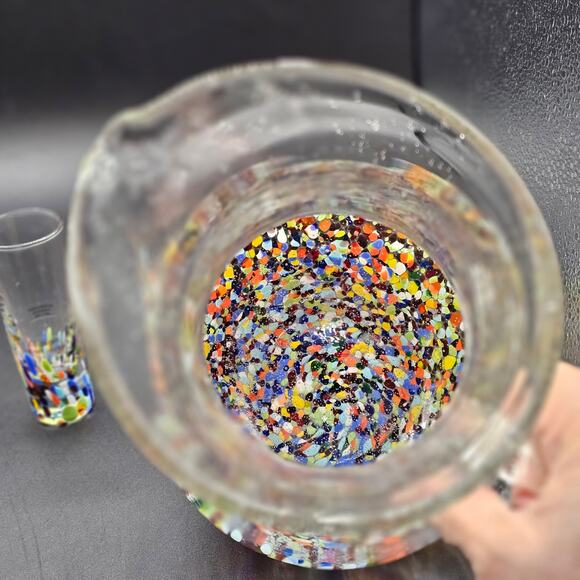 Home Studio Baja Confetti Bubble Glass Pitcher Set with 4 Shot Glasses - NEW! - Picture 7 of 8